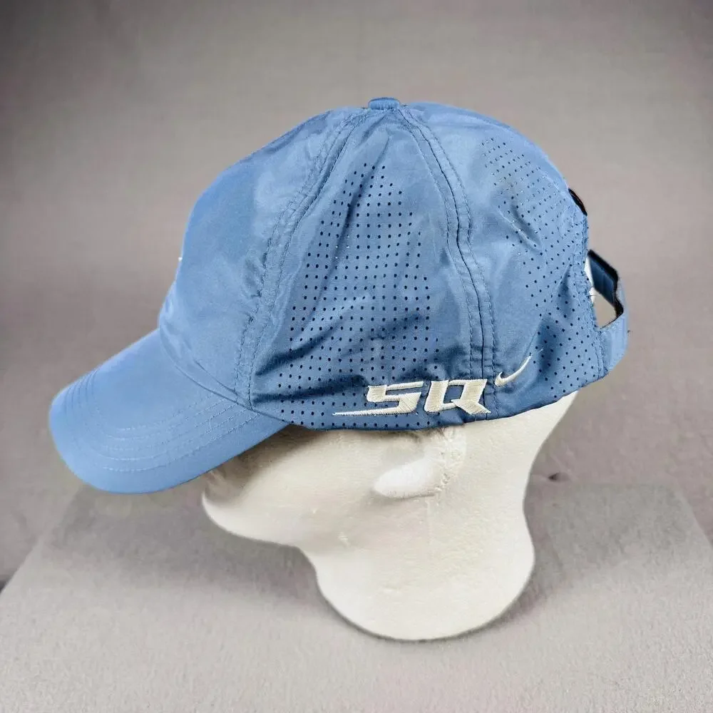 Nike Golf Hat Cap Strap Back One Size Blue Perforated Swoosh SQ ONE‎ Mens